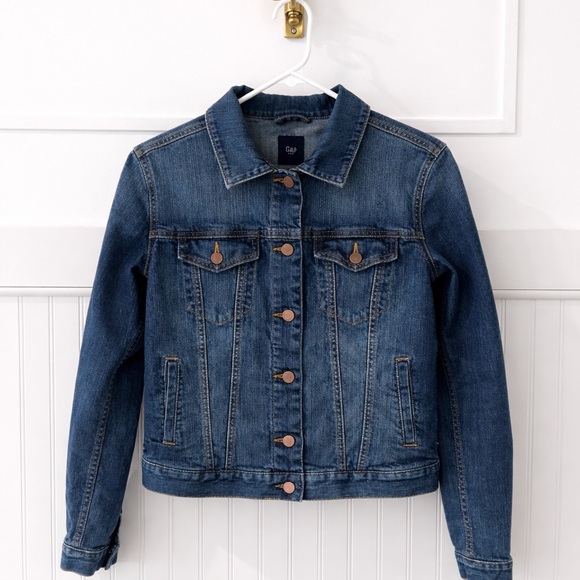 GAP Dark Blue Denim Jacket with Copper Buttons - Picture 3 of 7